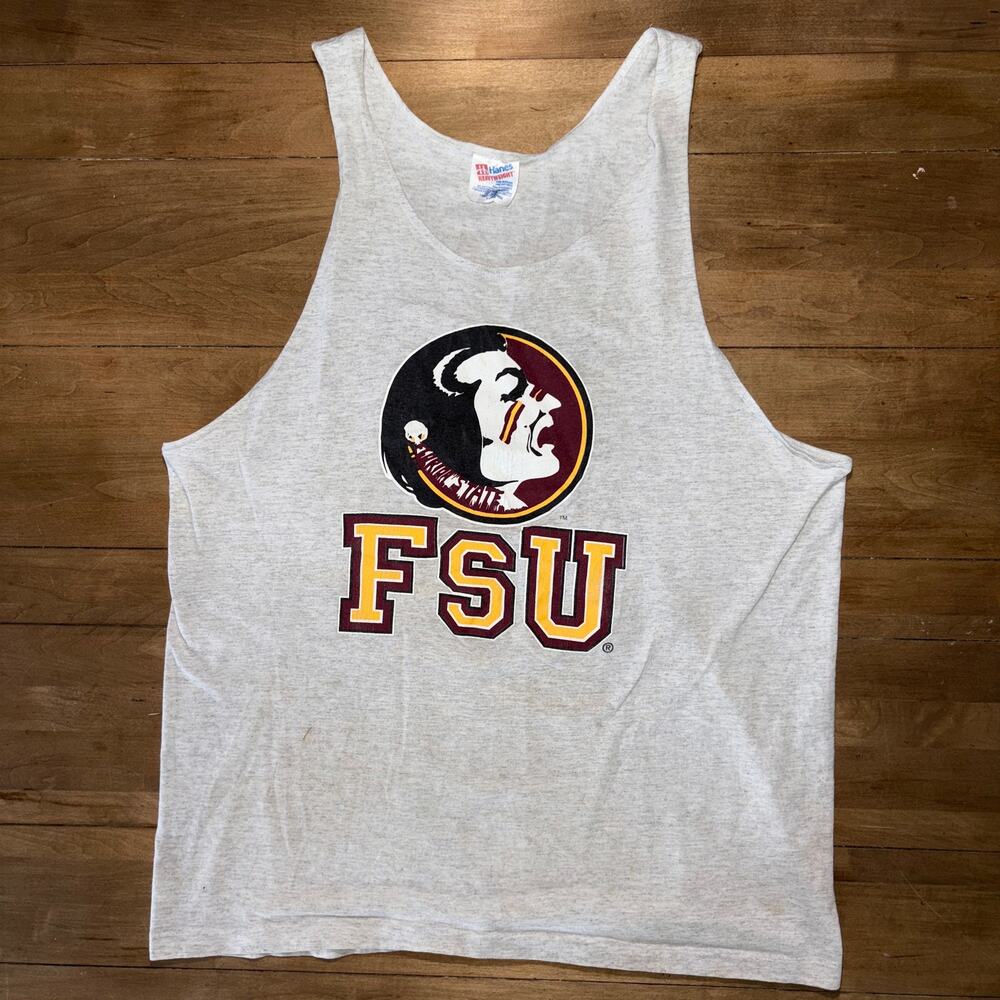 Vintage 90s FSU Florida State Seminoles Tank Top Hanes Heather Gray SX XL